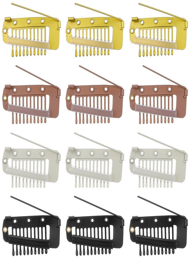 Shimmeroo 12Pcs Chunni Clips with Safety Pins, Dupatta Clips, 10-Teeth Hair Extension Snap Clip to Secure Setting Clip for Girls Women Headscarf & Hijab - Image 1